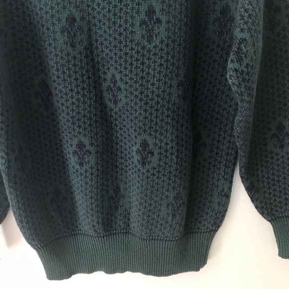 Vintage Herman Geist "Fleur de Lis" Green Sweater - Picture 5 of 6
